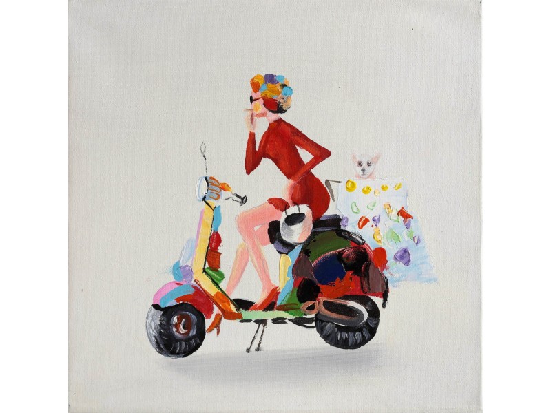 Картина Bubola e Naibo 30x30 "Девушка на мотоцикле"