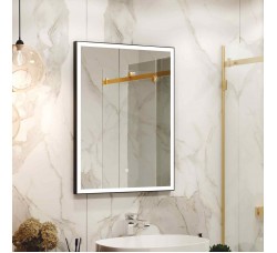 Прямоугольное  Зеркало для ванной комнаты  Frame Black LED